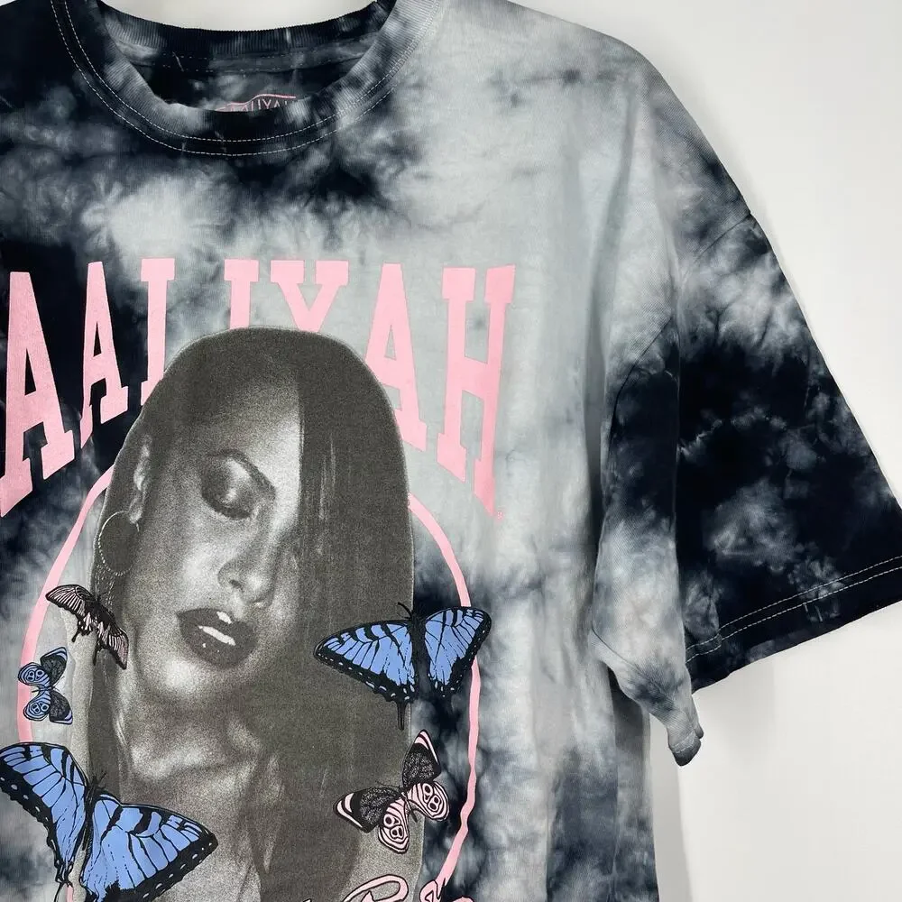 Aaliyah Princess Of R&B One In A Million Portrait Tie Dye T-Shirt Size 1X NWOT